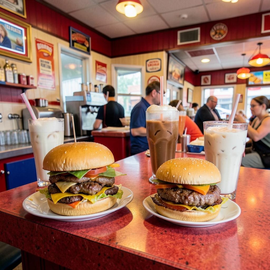 Classic diner burgers and milkshakes